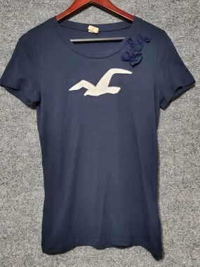 Vintage Hollister Shirt Size Large Navy Preppy Stretch Beachy Y2K Whimisgoth Top